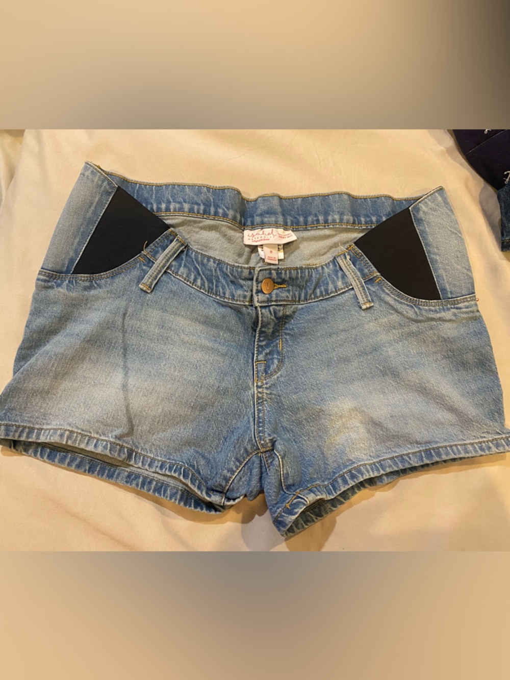 Isabel Maternity by Ingrid & Isabel Light Blue Denim Midi Shorts